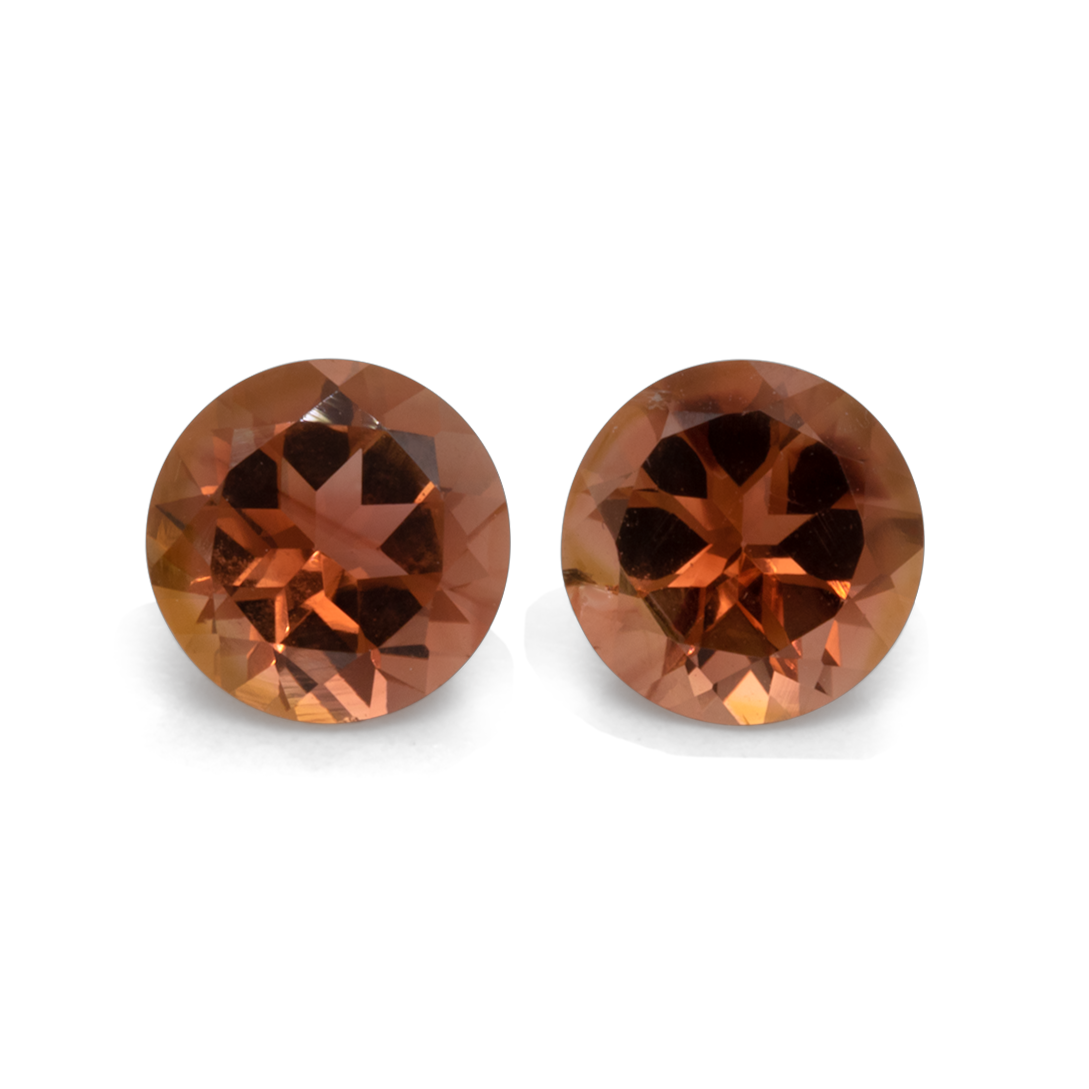 Turmalin Paar - braun, rund, 5.6x5.6 mm, 1.17 cts, Nr. TR10188