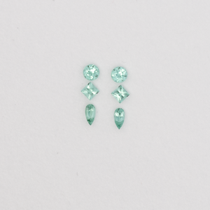 Turmalin im Set - blau & grün, rund & birnform & rechteck, 3.0x3.0 & 2.5x2.5 & 4.0x2.0 mm, 0.51 cts, Nr. SET99087