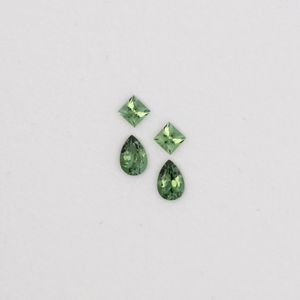 Turmalin im Set - grün, birnform & rechteck, 3.5x3.5 & 6.0x4.0 mm, 1.10 cts, Nr. SET99088