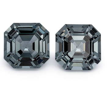 Spinell Paar - grau, asscher, 5x5 mm, 1.3 cts, Nr. SP90101