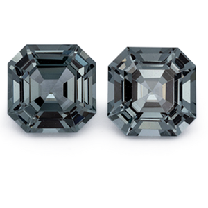 Spinell Paar - grau, asscher, 5x5 mm, 1.3 cts, Nr. SP90101