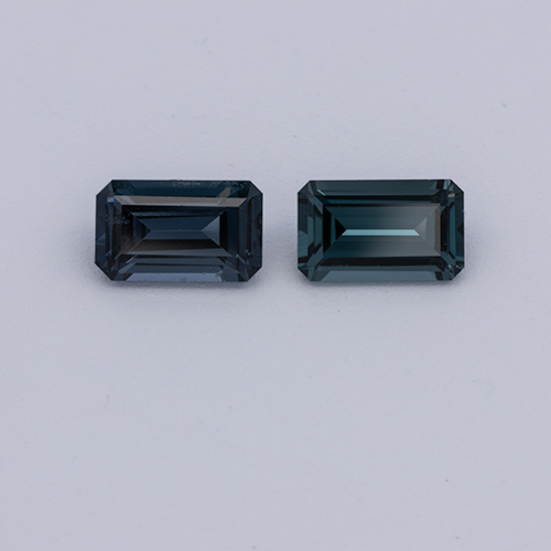 Spinell Paar - grau & blau, achteck, 5x3 mm, 0.63 cts, Nr. SP90110