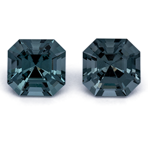 Spinell Paar - grau & blau, asscher, 5x5 mm, 1.3 cts, Nr. SP90111