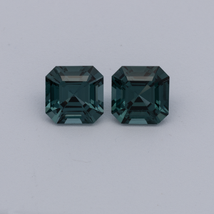 Spinell Paar - blau & grau, asscher, 4x4 mm, 0.70 cts, Nr. SP90118